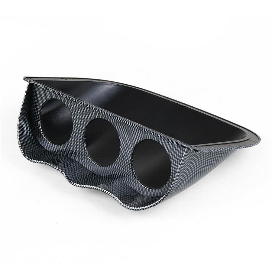 2  52Mm Universal Triple Dash Gauge Pod Mount Carbon Fiber Look 3 Hole Dashboard