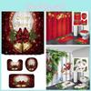 Luxurious Christmas Shower Curtain Set With Hooks And Toilet Seat Cover Mat Pads