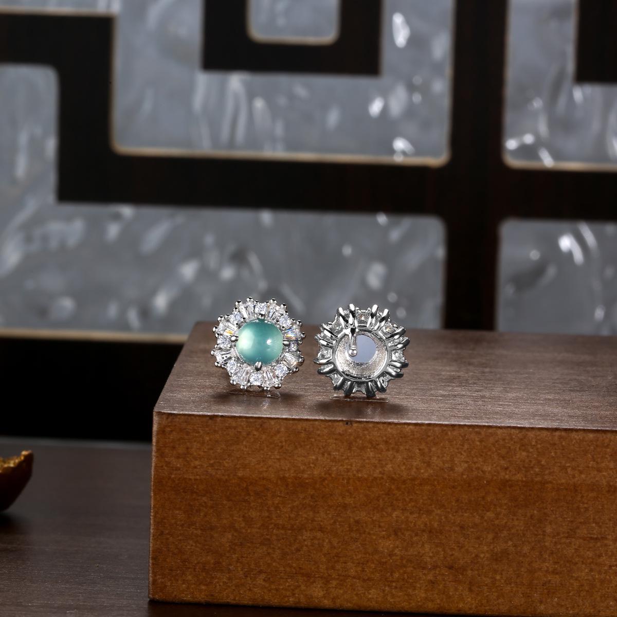 

Серьги-пусеты из стерлингового серебра 925 пробы в виде подсолнухов с натуральным нефритом Вэлянского голубого водного цвета S925 Silver