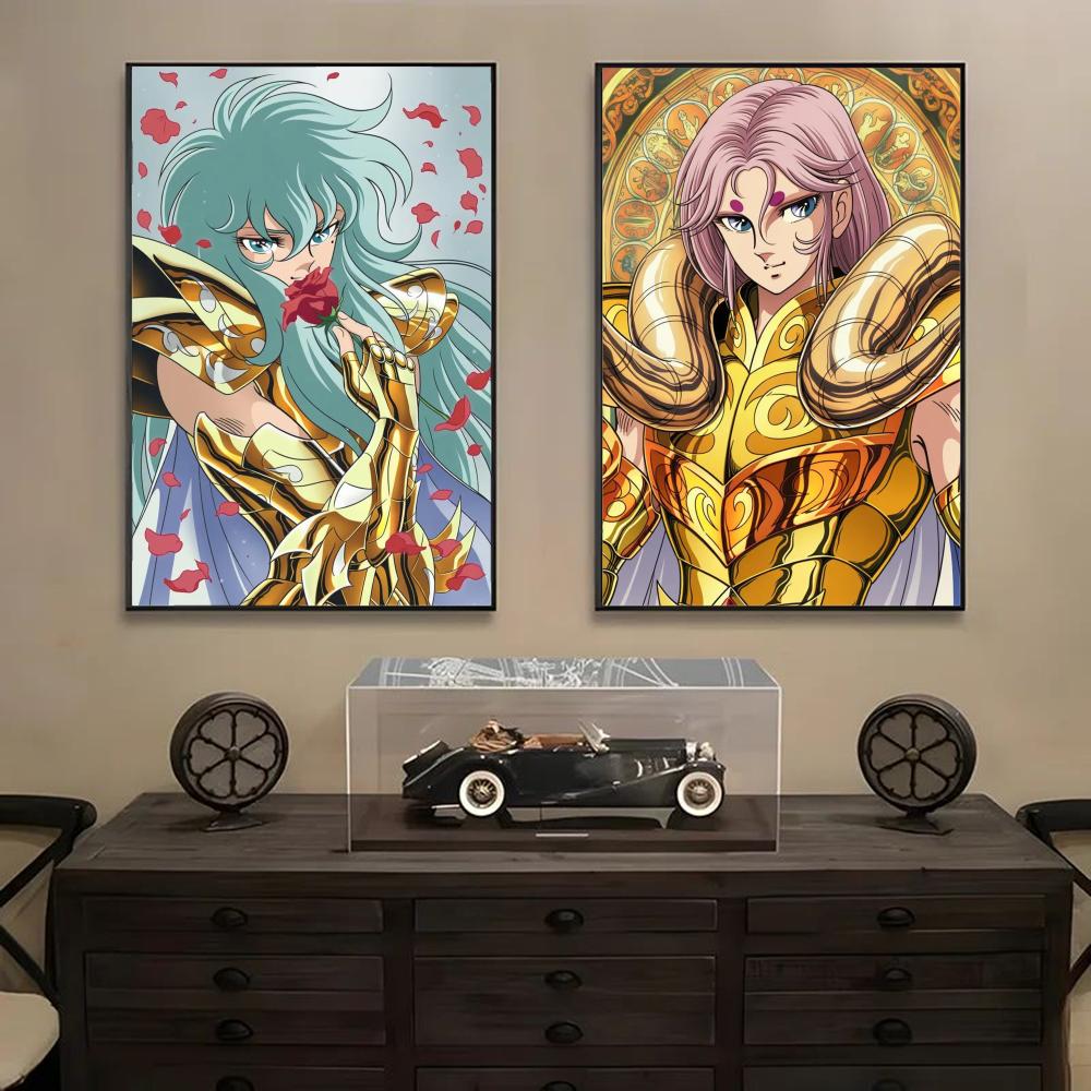 S-Saint Seiya Anime Klasyczny Plakat HD Sztuka Mural Ścienny Plakat Wodoodporny Vintage Nadruk Dekoracja do Wystroju Domu DIY