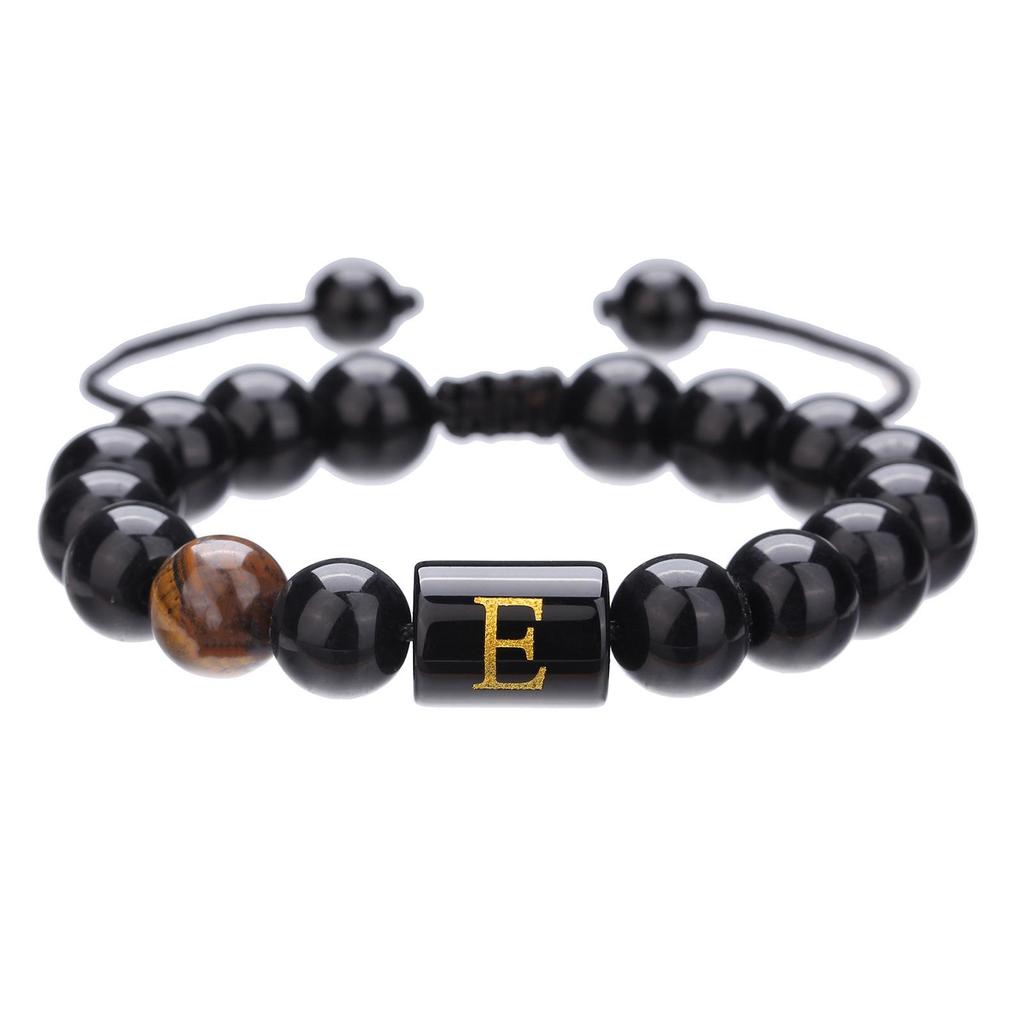 Black Diamond & Tiger Eye Beaded Adjustable Couple Bracelet - Men's Jewelry
