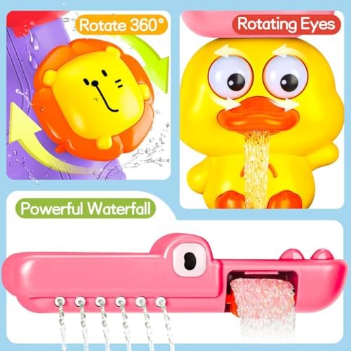 Baby-Badespielzeug für 1-3-Jährige mit 3 Saugnäpfen, interaktivem Wasserrad & Gießkanne, Badespielzeug-Geschenk für Jungen & Mädchen