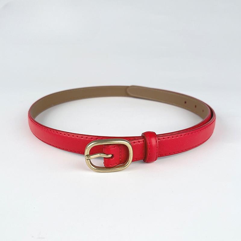 Women's Genuine Leather Thin Belt Casual Pants Jeans Korean Style Fashionable Versatile Simple Leather Pants Belt Women's Belt