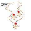 Party Wear Jewelry Faux Red Coral Drop Earrings And Necklace
