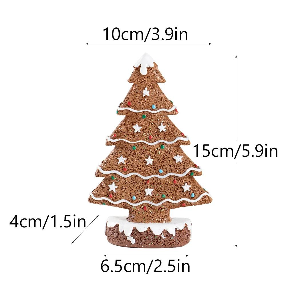 

Resin Gingerbread Christmas Tree Miniature Model for Holiday Tabletop Display Christmas Village Scene Decoration Collectible