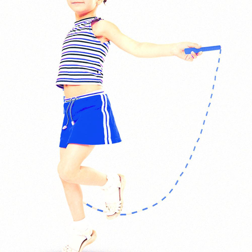 Beaded Segmented Jump Rope Adults Children Sports Exercise Skipping Rope (Blue   White)