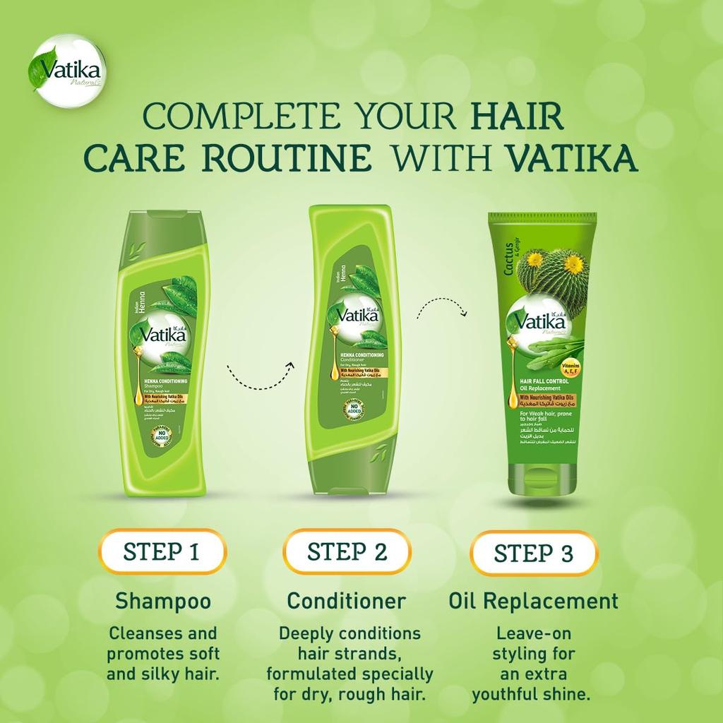 Balsam för håret med indisk henna Vatika Oils Dabur UAE | Naturlig & Örtbaserad Balsamlösning | Gör håret mjukt & Ger glans |