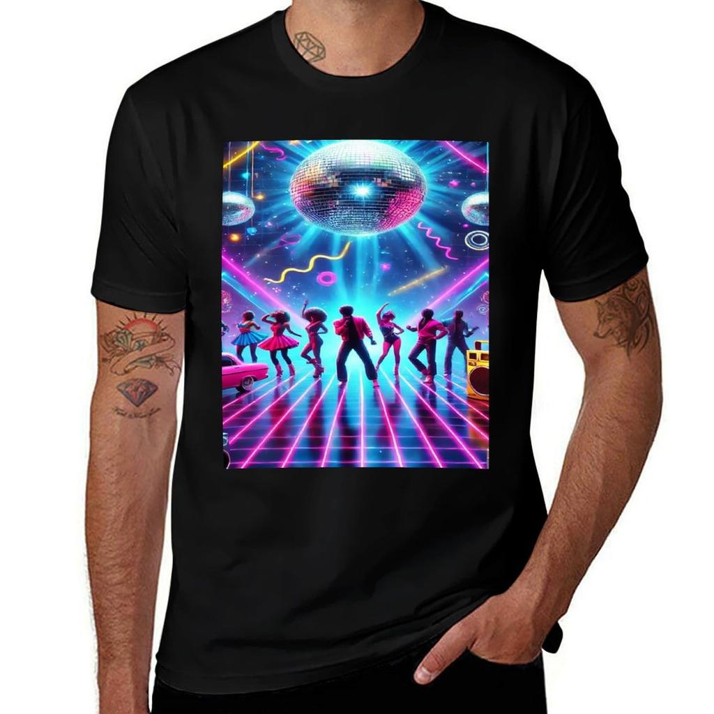 80s Neon Party Scene Tshirt Casual Pattern Print Tee Shirt Tshirt