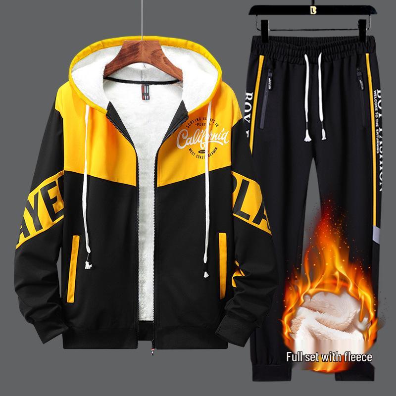 Fleece-Lined Boys' Hoodie - Thick Winter Jacket for Teenagers, Perfect for Autumn Sports and School