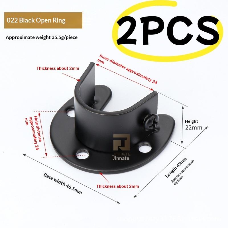 1/2Pcs Curtain Rod Tube Hook Fixed Support Bracket Seat Stainless Steel Flange Seat Wardrobe Hanger Rod Fixing Hardware Parts