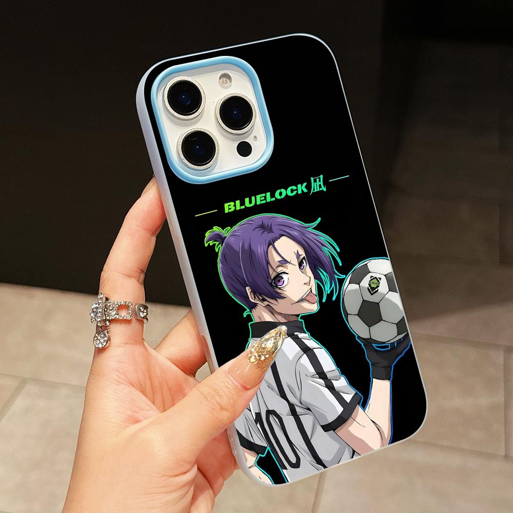 Blue Lock Reo Mikage Jelly Doppelschicht Hellblau Handyhülle für iPhone 17 16 15 14 13 12 11 Air Pro Max Plus Schutz