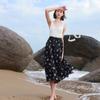 Sancai 2026 Women's Floral High-Waist A-Line Skirt