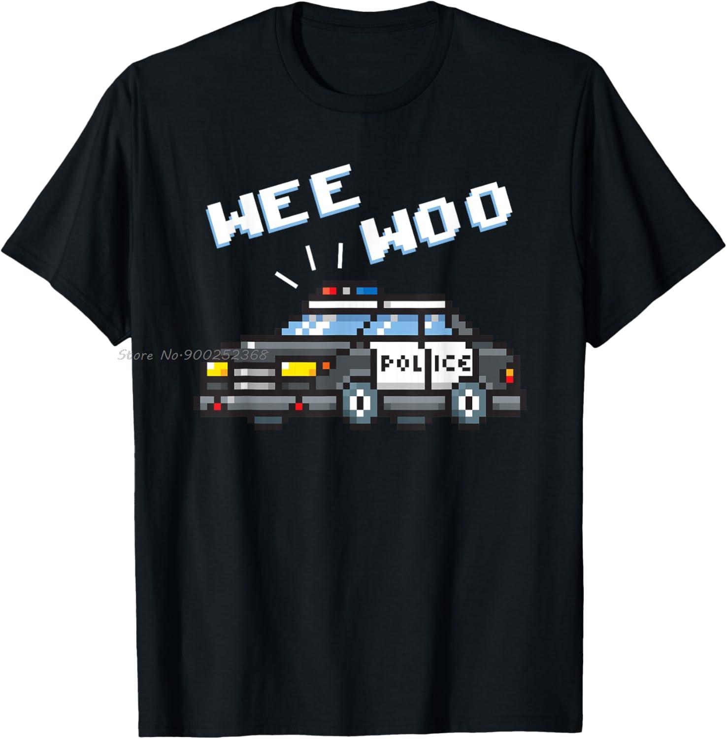 Wee Woo Police Car Pixelate Style Art TShirt Fitness Tees Oversized Hip Hop Streetwear Cotton T Shirt Unisex Oneck Tshirt S