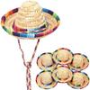 Carnival Hat, Mini Mexican Straw Hat, Natural Colorful Braided Edge Hat, Breathable Festive Party
