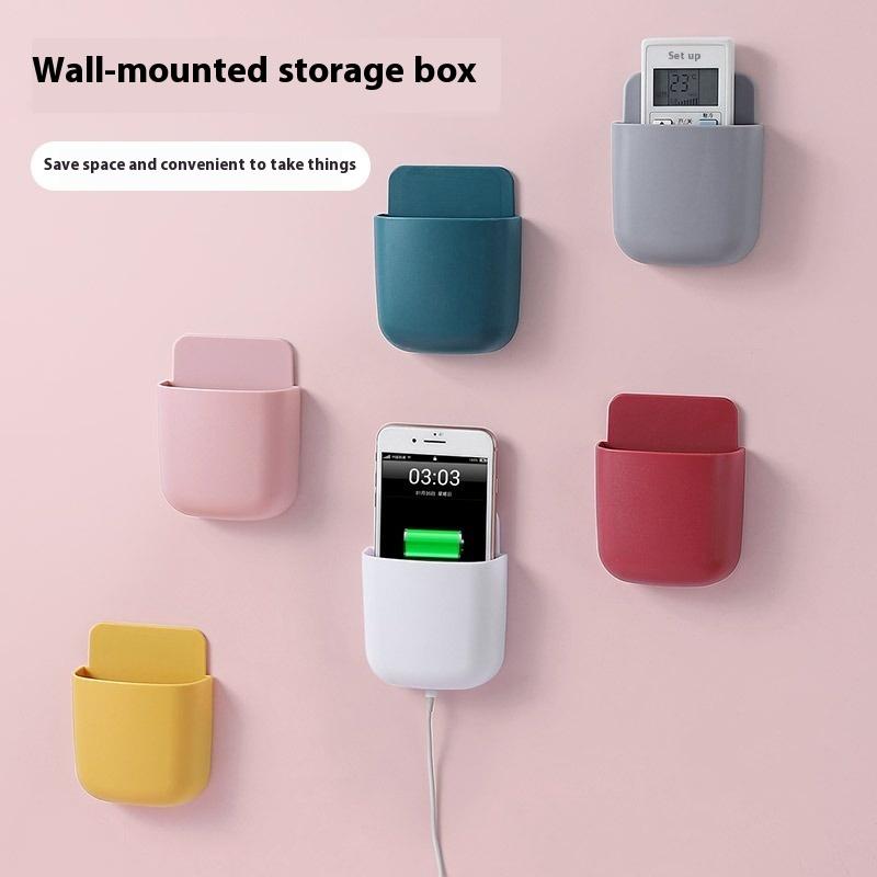 2Pcs Wall Mounted Storage Box Household Living Room Conditioner Remote Control Bedside Phone Storage Holder Organizer Box Shelf