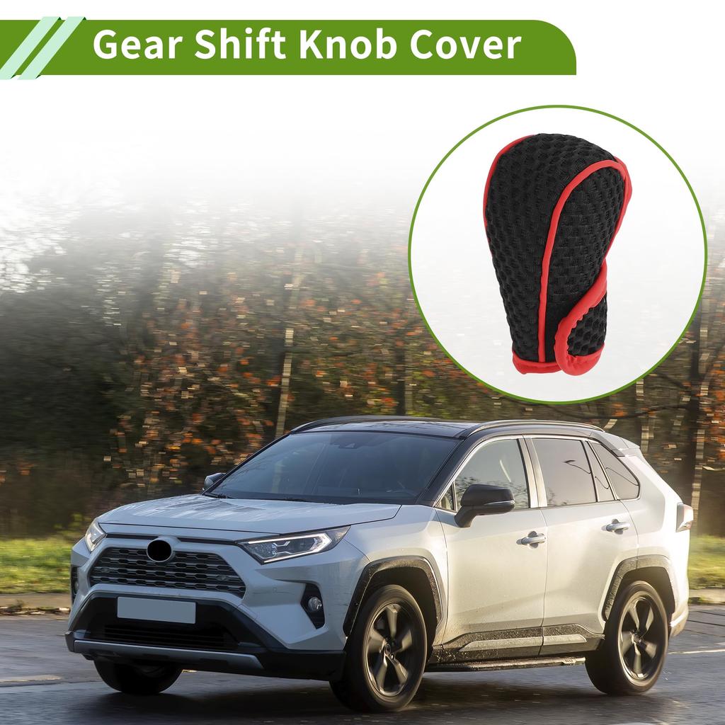 HOPESPANNER Universal Gear Shift Knob Cover Stick Shift Steering Wheel Protector Automotive Fabric 1PCS Anti-Slip Black