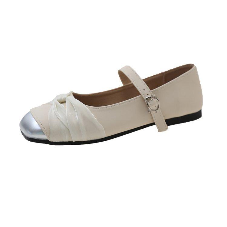 

[Yushilai] French style with skirt, shallow mouth single shoes for women s 2025 spring new square head temperament flat-soled loafers 40