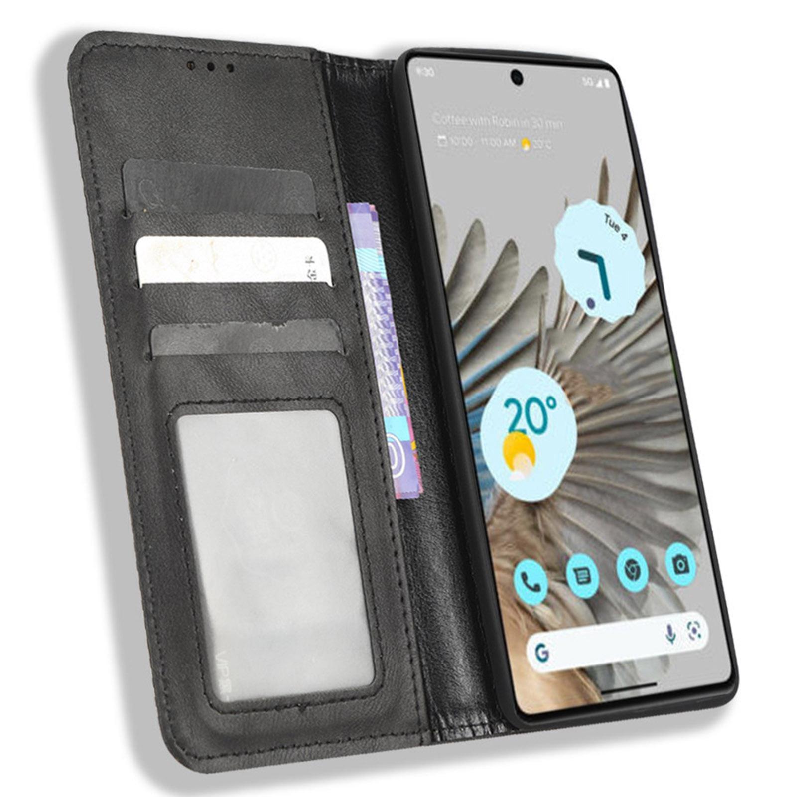 

Cell Phone Cover For Google Pixel 7 5G,Wallet Case Magnetic Auto Closing PU Leather Retro Imprint Pattern Anti-Srcratch Phone Shell with Stand Brown