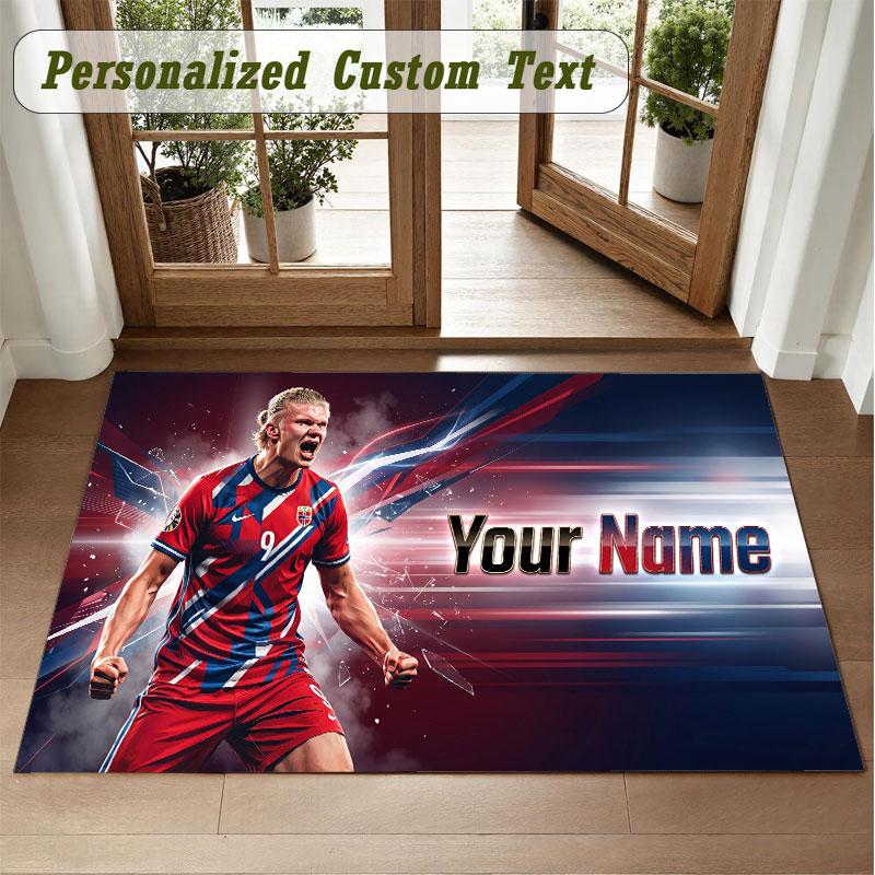 Crystal Velvet Square Rug Custom NameErling Haaland Pattern Non Slip Home Floor Decor Rug