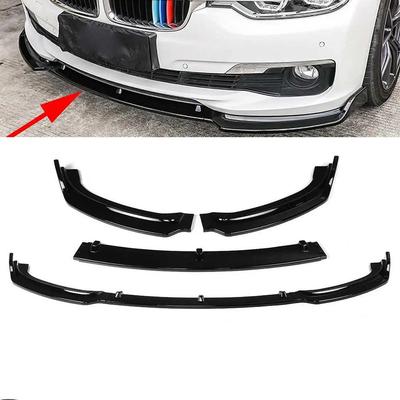 Gloss Black Front Lip Bumper for 2012-2017 BMW 3 Series F35, Regular Version - Three-Section Design.