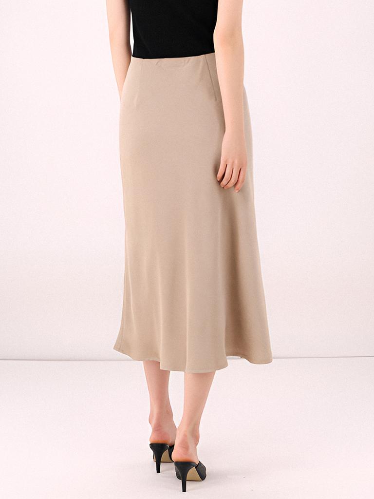 ACUD Satin A-Line Skirt _D.Beige
