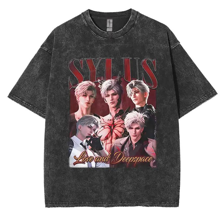 2026 Sylus Amore e Spazio Profondo Magliette Lavate Vintage Ragazza Cena Estate Harajuku Maglietta Grafica Uomo Donna Maglietta in Cotone Oversize