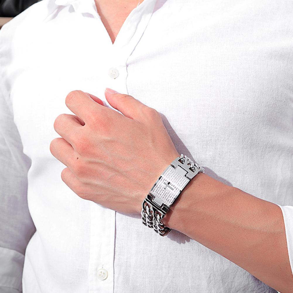 Men Fashion Classic Crucifix Pattern Carbon Teel  Bracelet