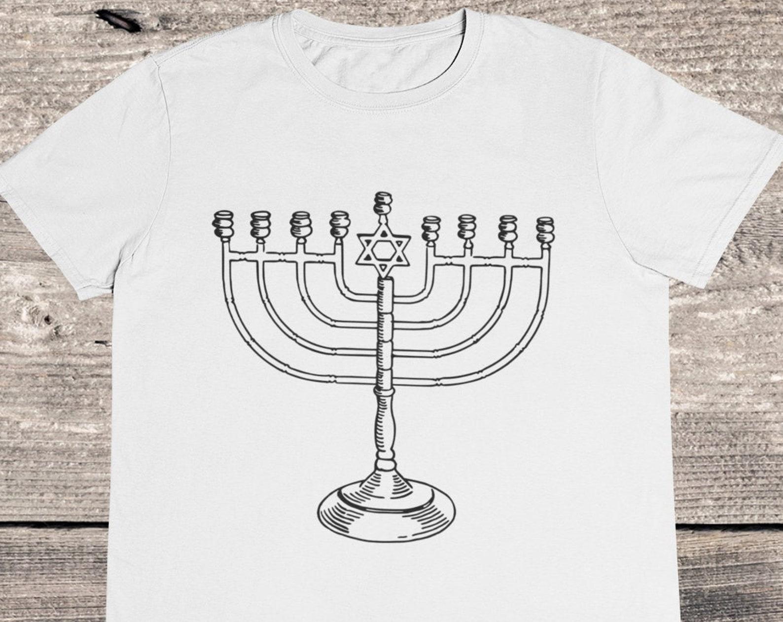 Menorah Hanukkah T-shirt: Jewish Candelabra Tee 4XL