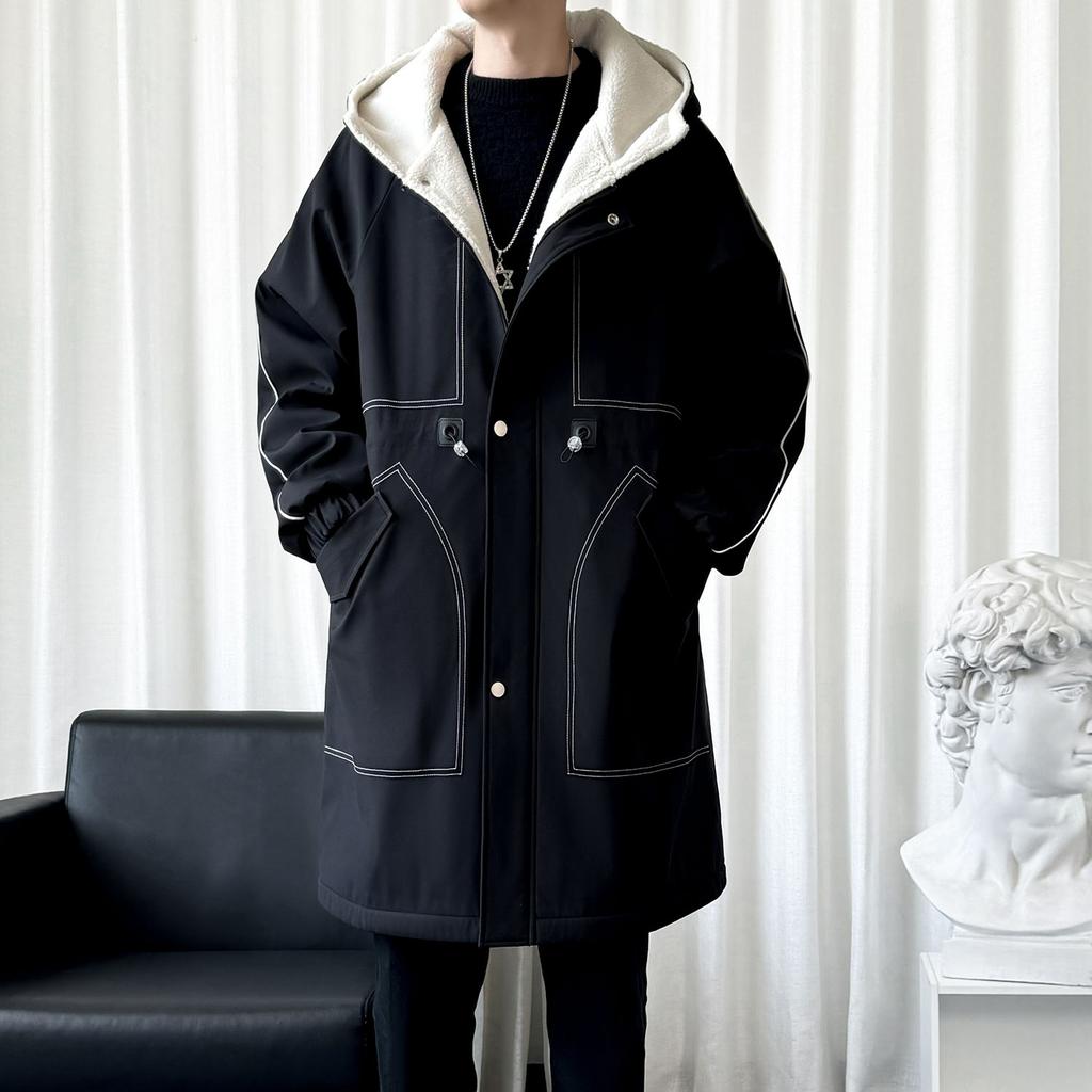 Winter Coat Men Hooded Thick Trench Coat Men Fashion Windbreakers Casual Jackets Hip Hop Streetwear Coat S-3XL