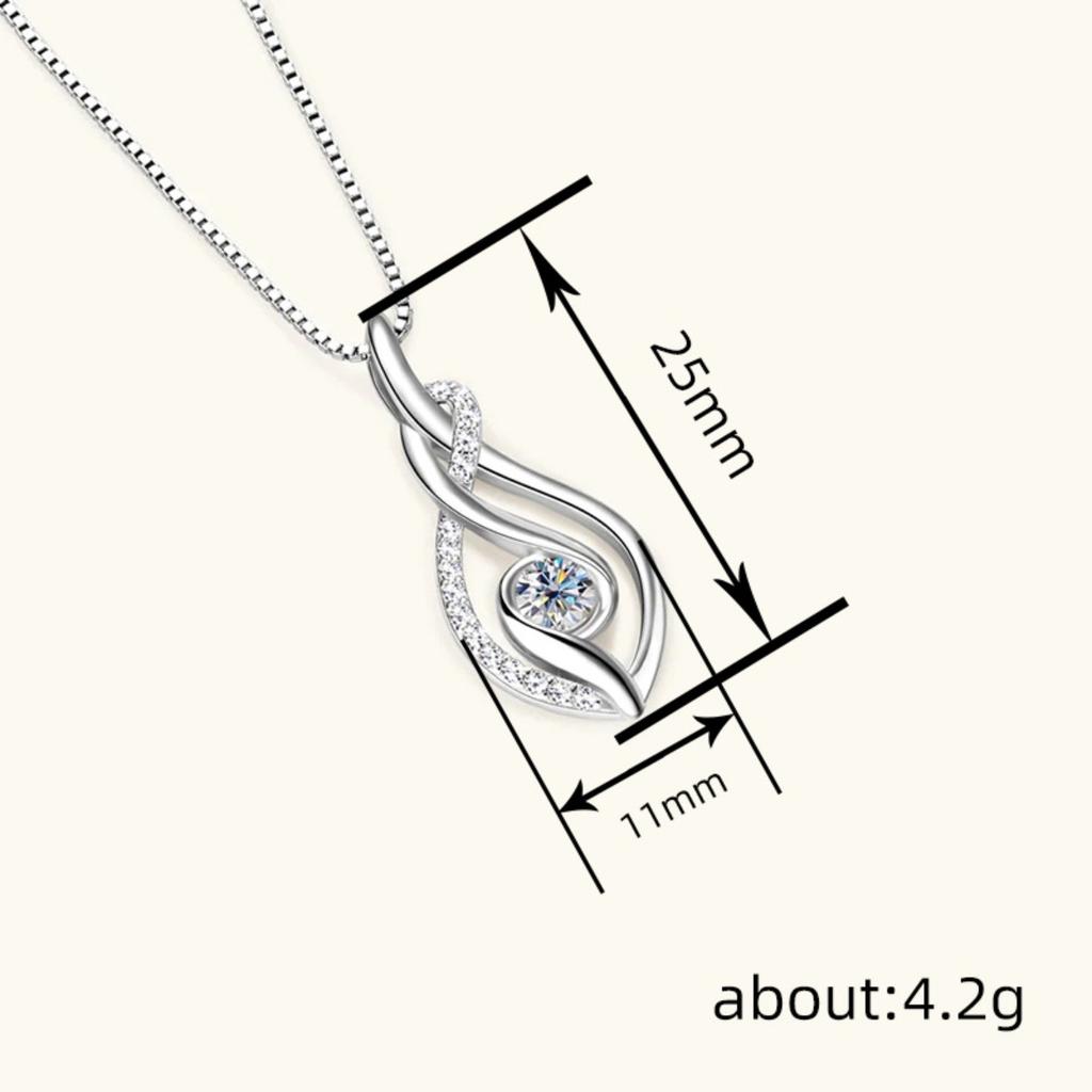 Twisted Teardrop Hollow Partial Paved Stone Center Round Zircon Pendant Women Clavicle Necklace