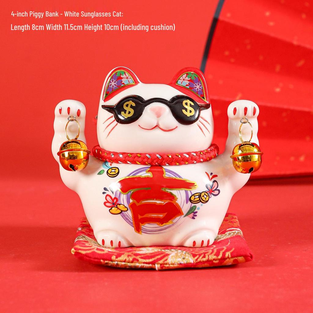 Creative Ceramic Lucky Cat Piggy Bank - Chinese Style Fortune Decor Gift