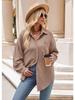 Single Breasted Pocket Waffle Fashion Shirt 2023 Women's Autumn and Winter New European and American Casual Loose Tops