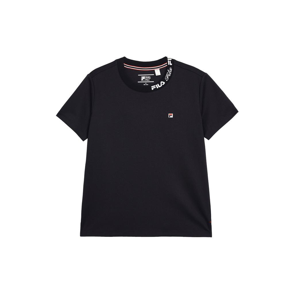 Fila Classic Business Knitted Double-Sided Jacquard Round Neck Short Sleeve T-Shirt Women Tops Legendary-Blue F11W321103FNV