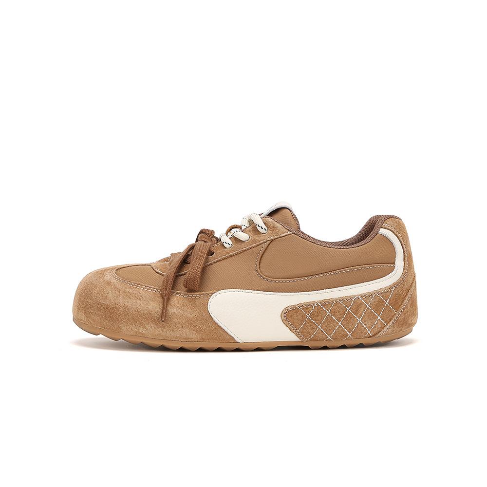 Cowhide version~ Su Yinyin has the same big-headed little cute mandarin duck shoelaces to increase the height, casual moral training shoes, women's Fo