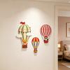3 Pcs Hot Air Balloon Wall Decor Boho Wooden Nursery Wall Art Cartoon Animals Hot Air Balloon Wall Sculpture for Kids Bedroom Baby Shower Decoration