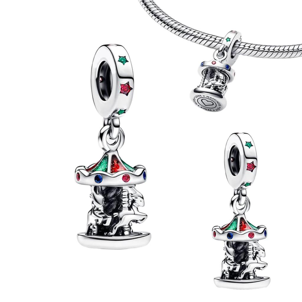 Original Copper Colorful Charms Snowflake Heart Lock Key Earrings Beads For Necklace Diy Bracelet Present Jewellery