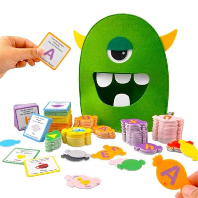 Alphabet Lernspielzeug Farben Zuordnen Form Filzspielzeug Buchstabenerkennung Monster Essen Lustiges Spiel Montessori Lernspielzeug