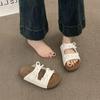 Bow silver platform slippers female summer wear 2025 new gentle fairy style with skirt Birkencool slippers