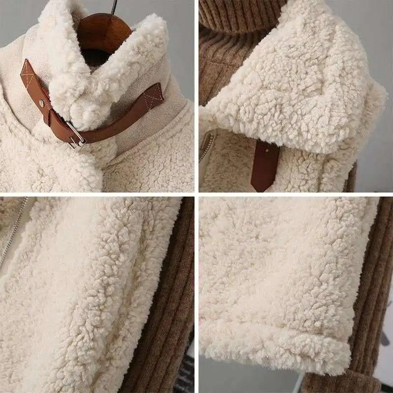 Jehněčí plyšová vesta dámská podzimní a zimní svrchní bunda vesta
