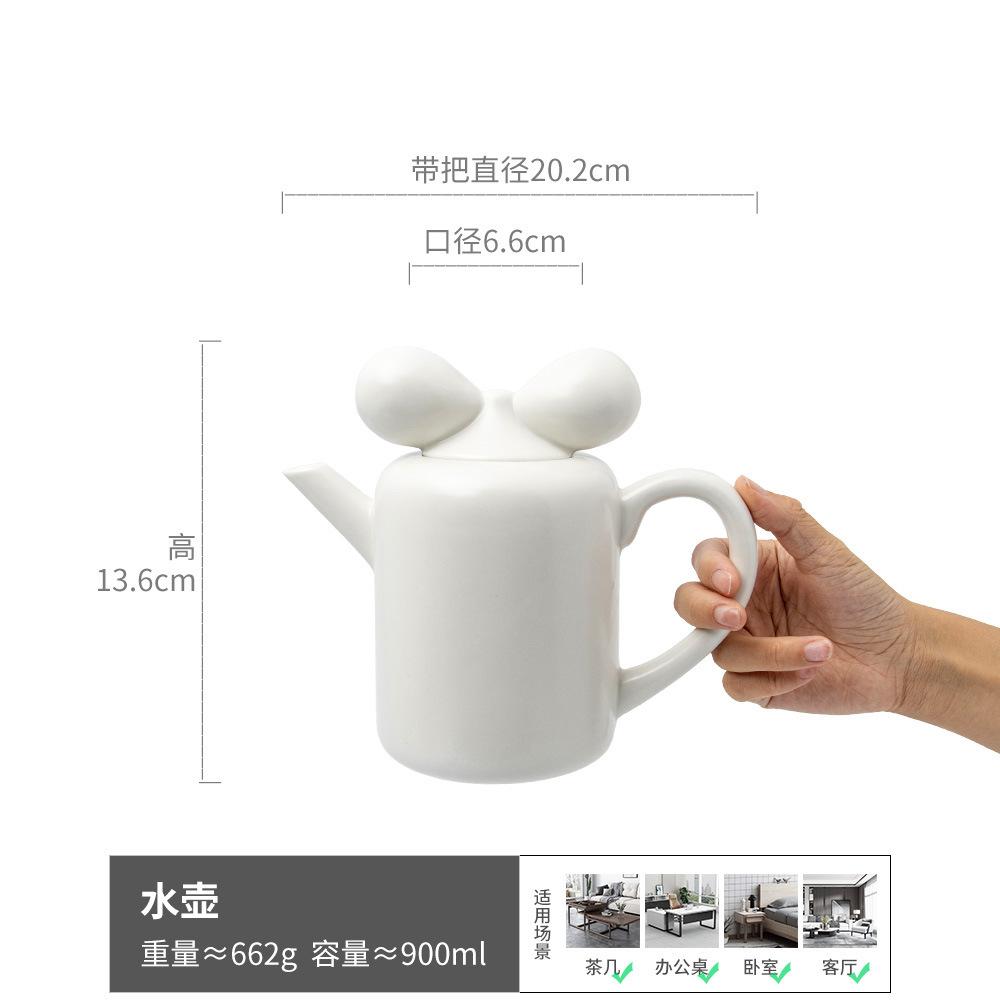 Creative Bow Ceramic Tea Set Household Simple Teapot Teacup Tray Combination Cup Mug