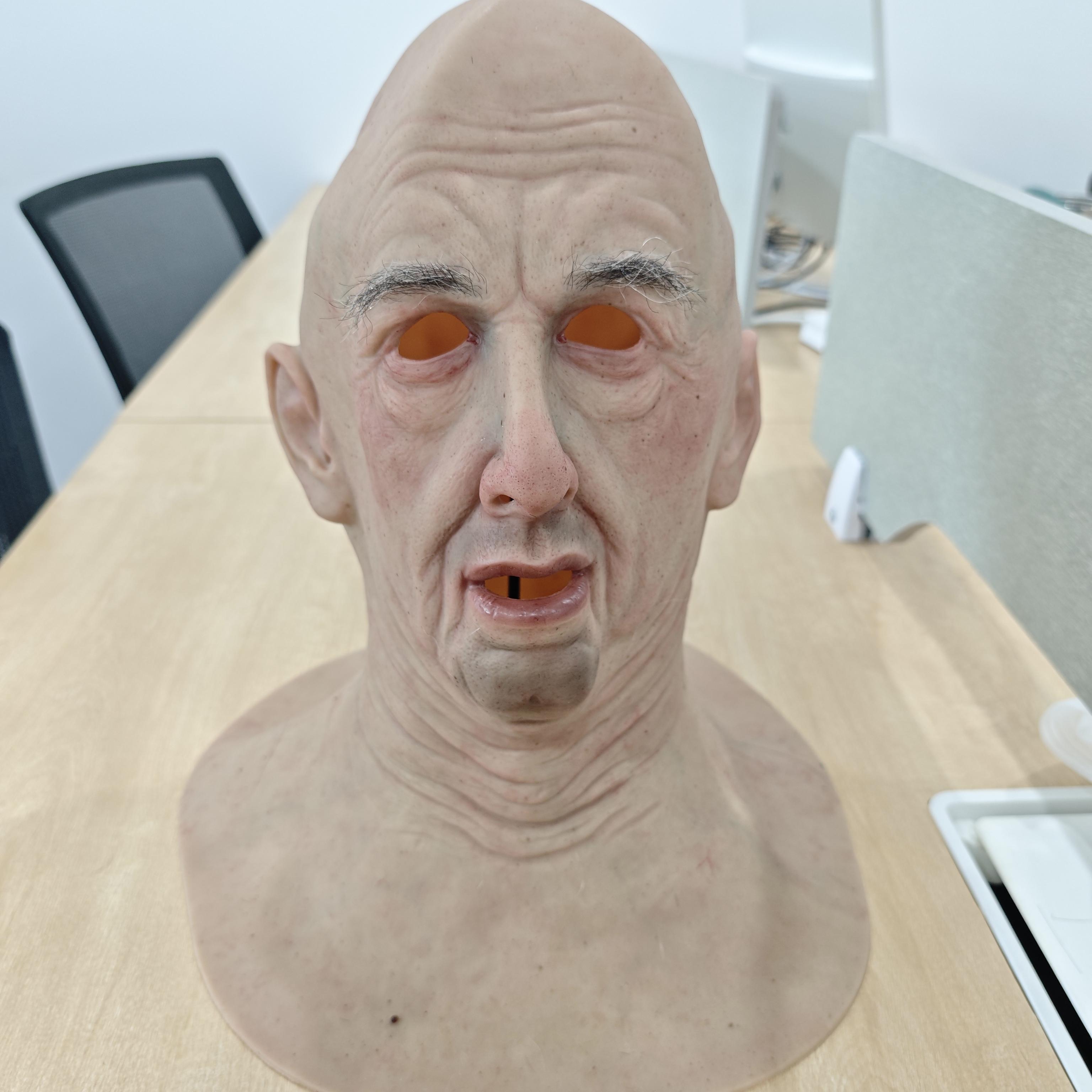 SImulated Silicone Mask with Hair Beard for Cosplay Halloween Movie Makeup Full Head Mask