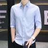 2025 Men's Five-Sleeve Loose Shirt - Japanese Hong Kong Style, Summer Casual Jacket, Trendy and Versatile