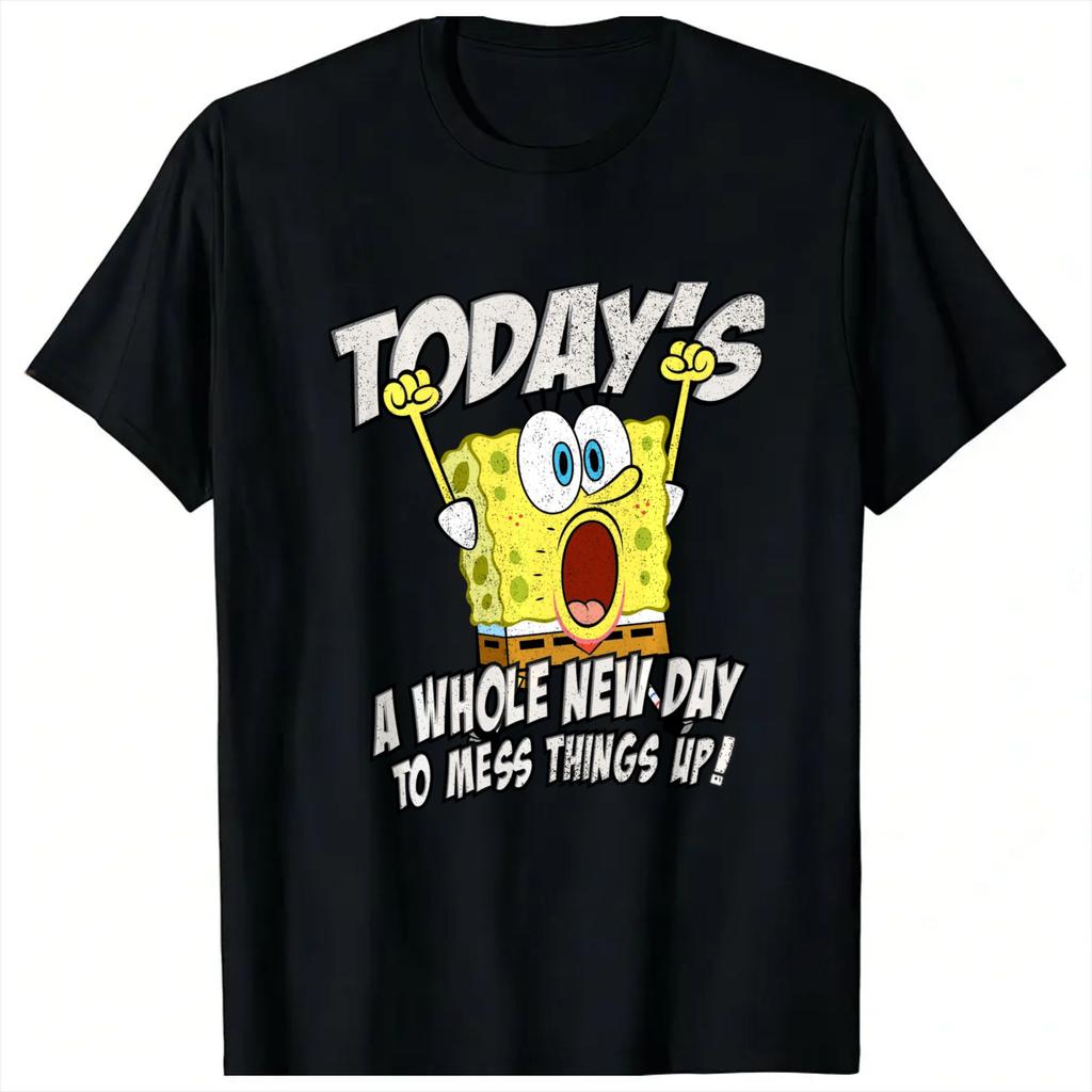 Unisex TShirt Todays A Whole New Day To Mess Things Up Spongebobs TShirts Harajuku Summer Tee Shirt Awesome Tops Gift