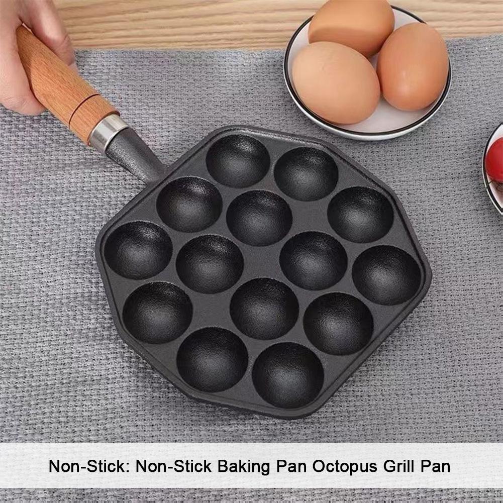 Non Stick 14 Holes Takoyaki Maker Cast Iron Octopus Ball Maker Kitchen Tools for Home Cooking and Baking Delight