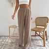 Neue Damen Casual Locker Sitzende Einfarbige Weite Hosen, Plissierte Fließende Hosen mit Drapierter Stoff für Frühling Sommer