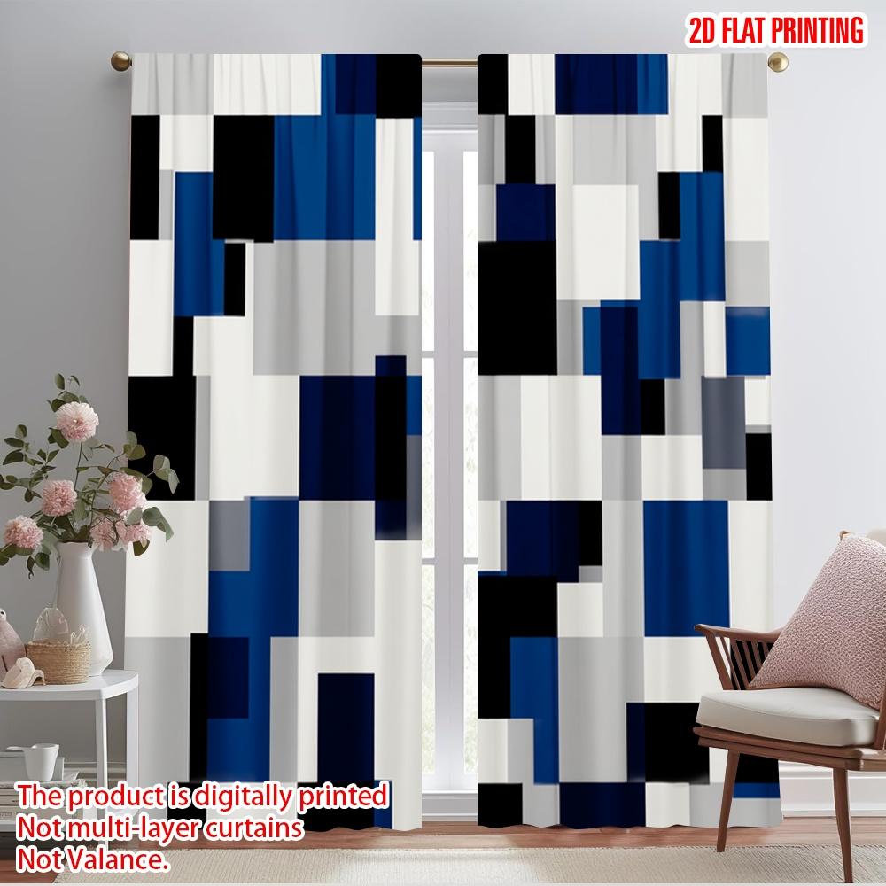 

2 шт., 2D плоская печать Шторы и оконный декор Геометрические панели 100% полиэстер (без удилища) Использовать для наружных украшений 52.50×116.00 CM 2pcs