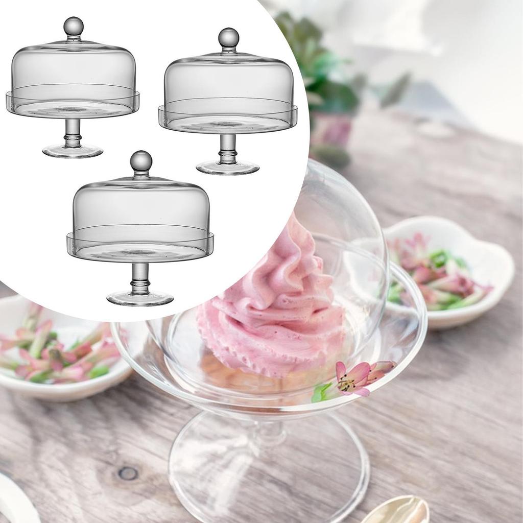 Glass Cake Stand with Lid Multiuse Bread Plate for Hotels Party Shop Display S