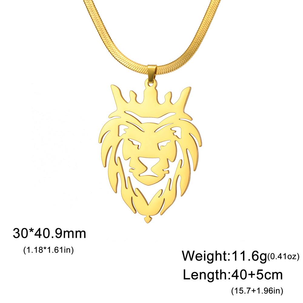 My Shape Crown Lion King Pendent Necklaces for Women Men Animals Charms Choker Snake Chain Stainless Steel Hip Hop Punk Jewelry