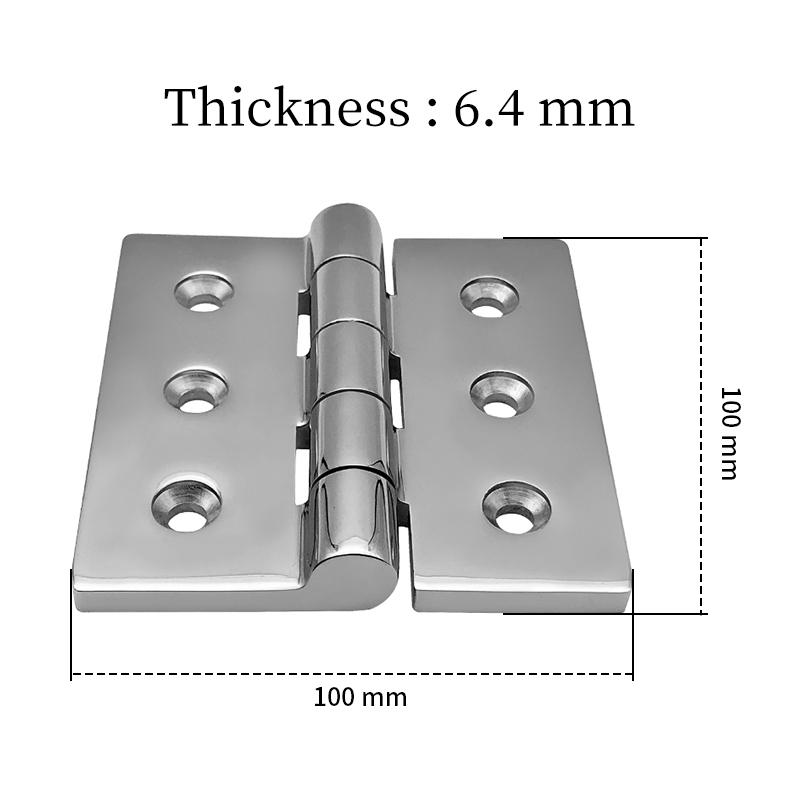 100mm Marine 316 Stainless Steel Heavy Duty  Hinge Boat Square Deck Casting Door Hinge Mirror Polished Boat Hardware 100x100mm