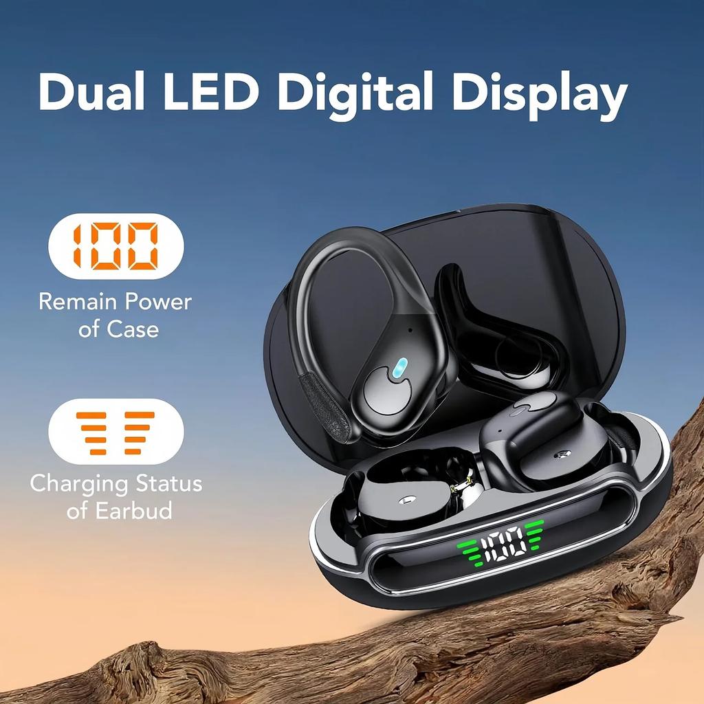 Wireless Earbuds Sport, 60hrs Playtime Bluetooth 5.4 Headphones with HD ENC Noise Cancelling Mic,Waterproof Bluetooth Headphones